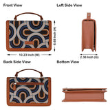 Handcrafted Print Fabric Women Top Handle Crossbody Bag: Multicolor