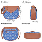 Hand Crafted Fabric Printed Crossbody Sling Bag for Womens: Blue