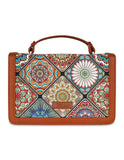 Handcrafted Print Fabric Women Top Handle Crossbody Bag: Multicolor