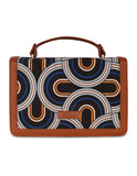 Handcrafted Print Fabric Women Top Handle Crossbody Bag: Multicolor