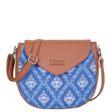 Hand Crafted Fabric Printed Crossbody Sling Bag for Womens: Blue
