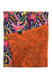 Bright Floral Print Wool Scarf: Pink