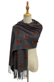 Scottish Highland Buffalo Tassel Scarf: Grey