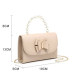 HD027-Pearl Top Handle Tie PU Clutch Bag: Silver