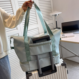 Large Capacity Bottom Zippered Compartment Handle Bag: Light Blue / One Size