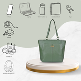Tote Bag for Women – Genuine Leather Shoulder Handbag: Olive Green
