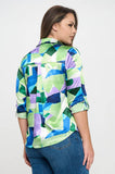 White Rhino Button Down Blouse: Lime