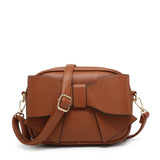 B23020-Big Bow Tie On The Front Cross Body Bag: Brown