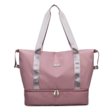 Large Capacity Bottom Zippered Compartment Handle Bag: Cherry blossom pink / One Size