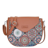 Hand Crafted Fabric Printed Crossbody Sling Bag for Womens: Blue