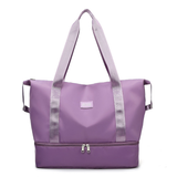 Large Capacity Bottom Zippered Compartment Handle Bag: Purple / One Size