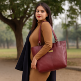 Tote Bag for Women – Genuine Leather Shoulder Handbag: Brown