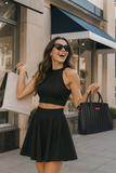 Women’s Vegan Leather Top-Handle Handbag Crossbody Sling Bag: Black