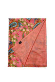 Pretty Paisley Floral Print Wool Frayed Scarf: Salmon Pink