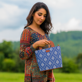 Handcrafted Fabric Top Handle Tote Bag for Women Satchel bag: Multicolor