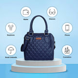 PU Leather Women’s Handbag – Top Handle with Crossbody Strap: Blue