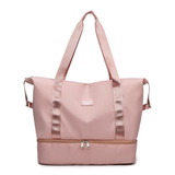 Large Capacity Bottom Zippered Compartment Handle Bag: Pink / One Size