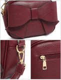 B23020-Big Bow Tie On The Front Cross Body Bag: Brown