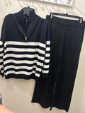 Nulook lounge set with stripped top knit