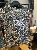 Fransa tee black and cream floral