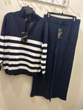 Nulook lounge set with stripped top knit