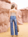 Orange FV bamboo wide leg light denim