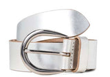 Silver leather belt