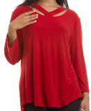 Fiori Red 3-4 Sleeve Top