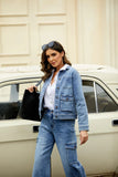 Orange FV light denim jacket