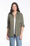 Dkr green button up shirt