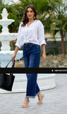 Orange Fashion Wide Leg Cuffed Jeans