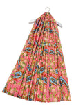 Pretty Paisley Floral Print Wool Frayed Scarf: Salmon Pink