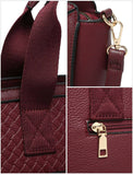 B23035-JFY Weaving Pattern Top Zipped Tote Handbag: Brown