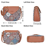 Hand Crafted Fabric Printed Crossbody Sling Bag for Womens: Blue