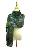 Klimt's 'Farm Garden with Sunflowers' Wool Tassel Scarf: Multi