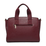 B23035-JFY Weaving Pattern Top Zipped Tote Handbag: Brown