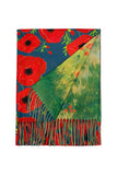 Bold Poppy & Monet Art Print Reversible Wool Tassel Scarf: Grey