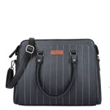 Women’s Vegan Leather Top-Handle Handbag Crossbody Sling Bag: Black