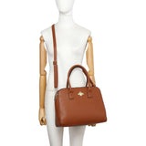 B23030-Bee Badge Triple Top Zipped Compartments Tote Handbag: Grey