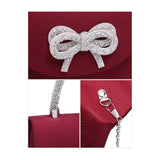 81230-Tie Diamante Embedded Top Handle Suede Clutch Bag: Burgundy