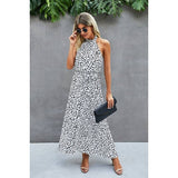 Elings Tie Back Dalmatian Print Halter Dress