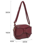 B23020-Big Bow Tie On The Front Cross Body Bag: Brown