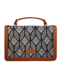 Handcrafted Print Fabric Women Top Handle Crossbody Bag: Multicolor