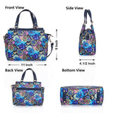 Printed Fabric Satchel Bag & Coin Pouch Set Combo for Women: Blue