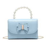 HD027-Pearl Top Handle Tie PU Clutch Bag: Rose