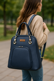 Ladies' Vegan Leather Top Handle Backpack or Daypack Bags: Blue