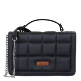 Women’s Vegan Leather Quilted Top Handle Crossbody Sling Bag: Blue