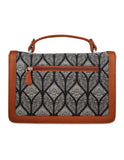 Handcrafted Print Fabric Women Top Handle Crossbody Bag: Abstract