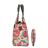 Printed Fabric Satchel Bag & Coin Pouch Set Combo for Women: Blue