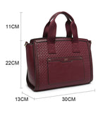 B23035-JFY Weaving Pattern Top Zipped Tote Handbag: Brown